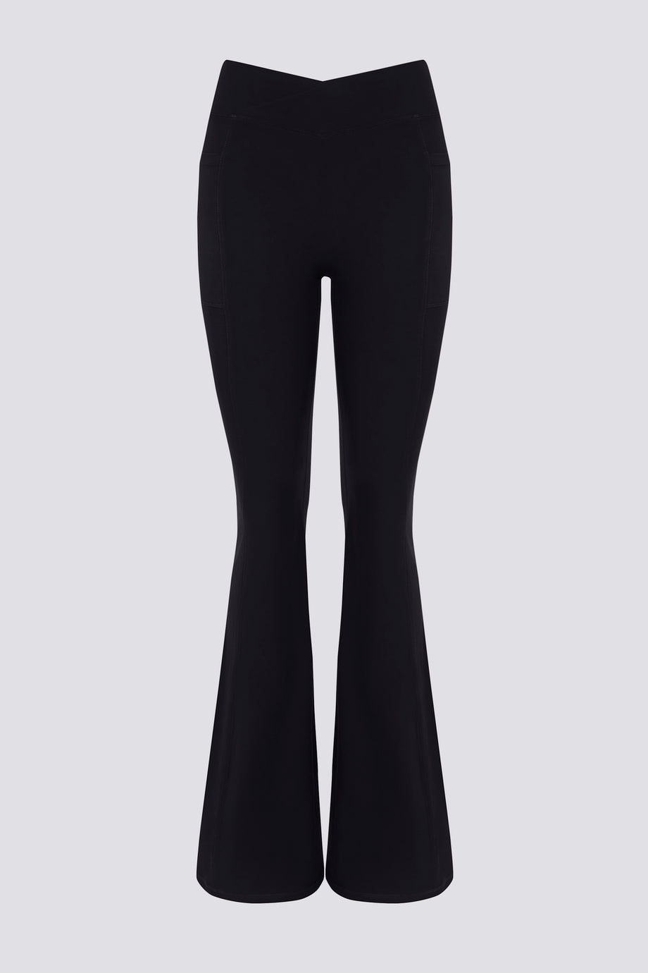 Soft Active Crossover Flared Leggings in Black