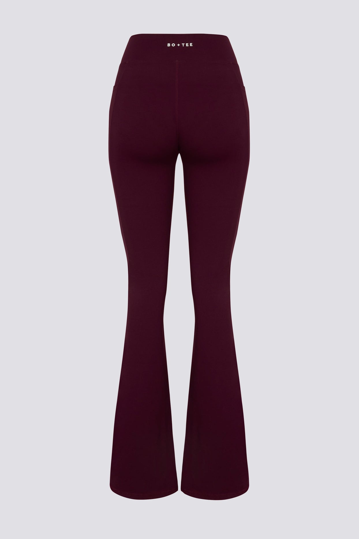 Soft Active V-Waist Pocket Flared Leggings in Burgundy
