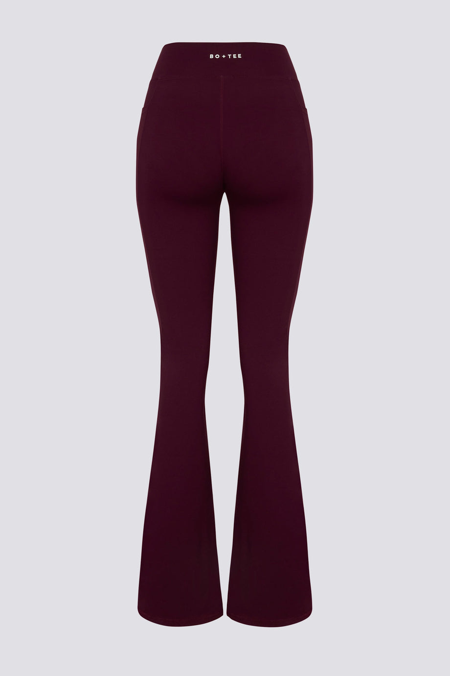 Soft Active V-Waist Pocket Flared Leggings in Burgundy