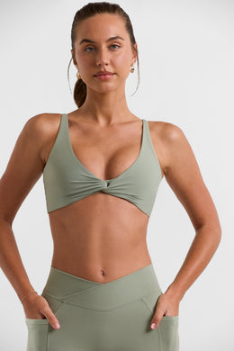 Twist Bust Sports Bra in Bamboo Green