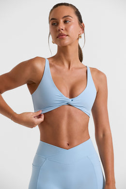 Twist Bust Sports Bra in Ice Blue