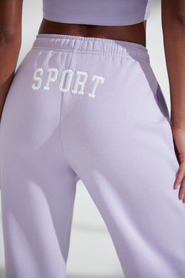 Wide Leg Embroidered Back Joggers in Lavender