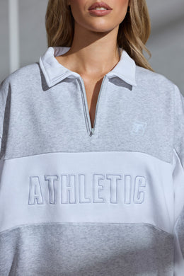 Oversized Half Zip Panel Sweatshirt in Marled Grey