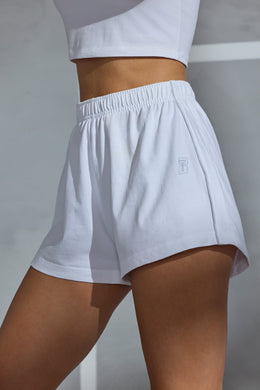 Piped Detail Mini Sweat Shorts in White