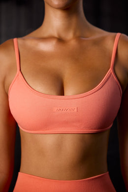 Super Sculpt Seamless Open Back Sports Bra in Coral Orange