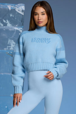 Chunky Knit Cropped Jumper in Baby Blue