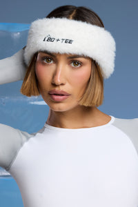 Faux Fur Headband in White