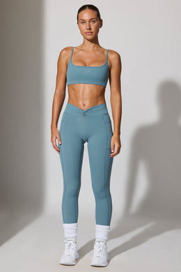 Full Length Leggings with Pockets in Slate Blue