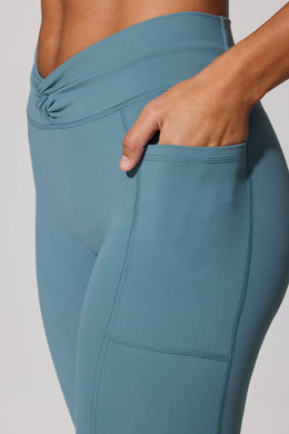 Petite Full Length Leggings with Pockets in Slate Blue