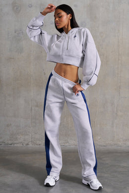 Petite Wide Leg Sweatpants in Heather Grey