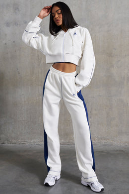 Petite Wide Leg Sweatpants in White