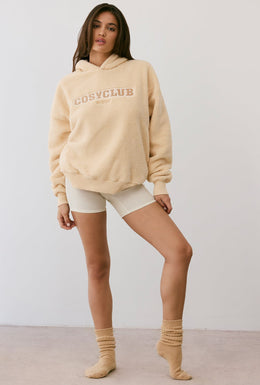 Oversized Fleece Hooded Sweatshirt in Cashmere