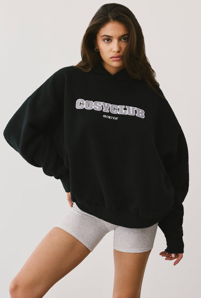 Oversized Fleece Hooded Sweatshirt in Onyx