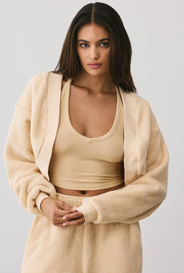 Fleece Cropped Shrug in Cashmere