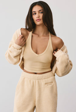 Fleece Cropped Shrug in Cashmere