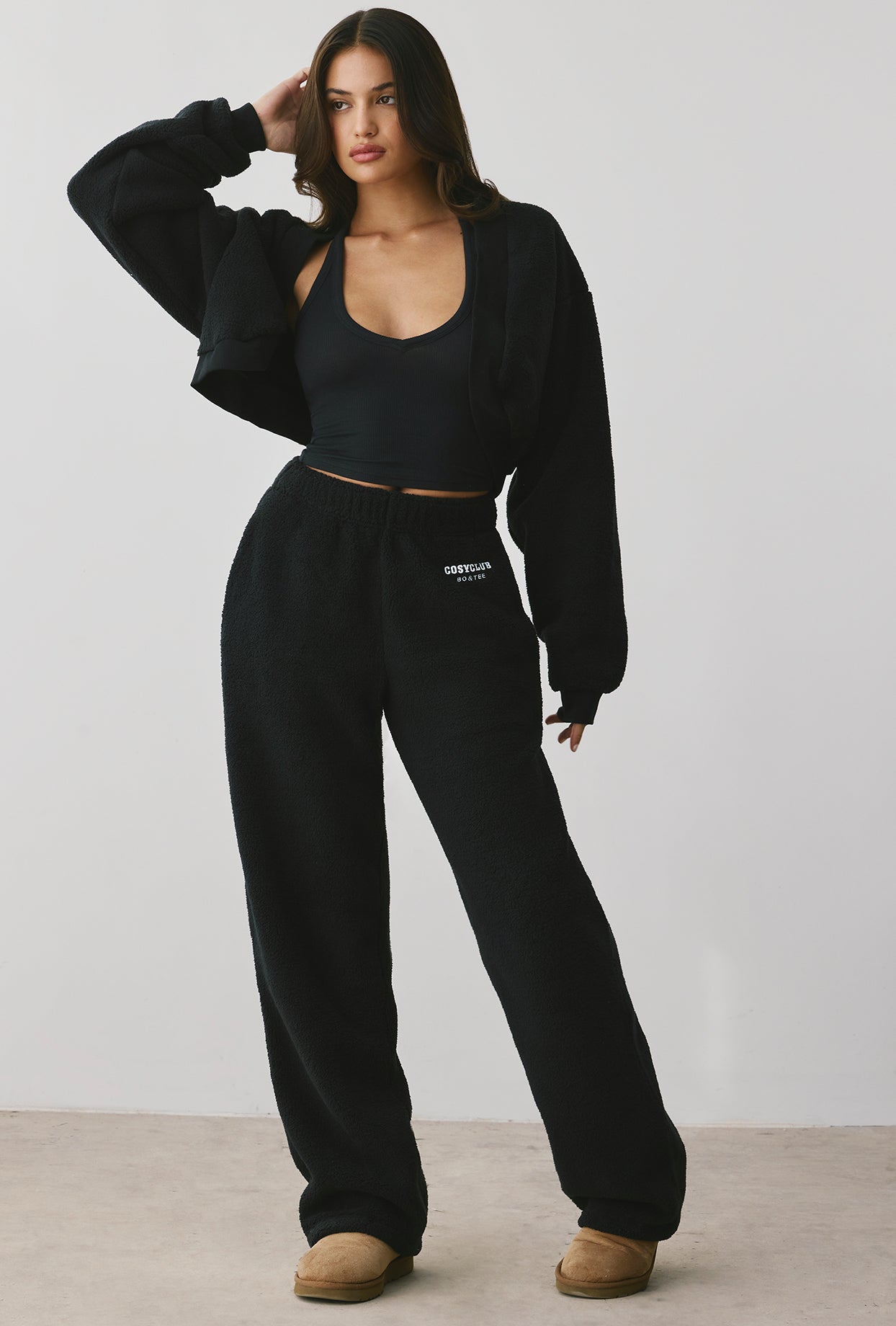 Fleece Cropped Shrug in Onyx