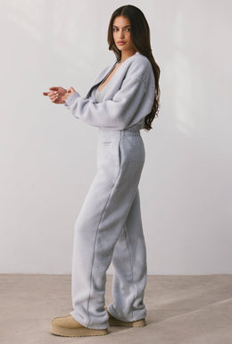 Fleece Cropped Shrug in Fog