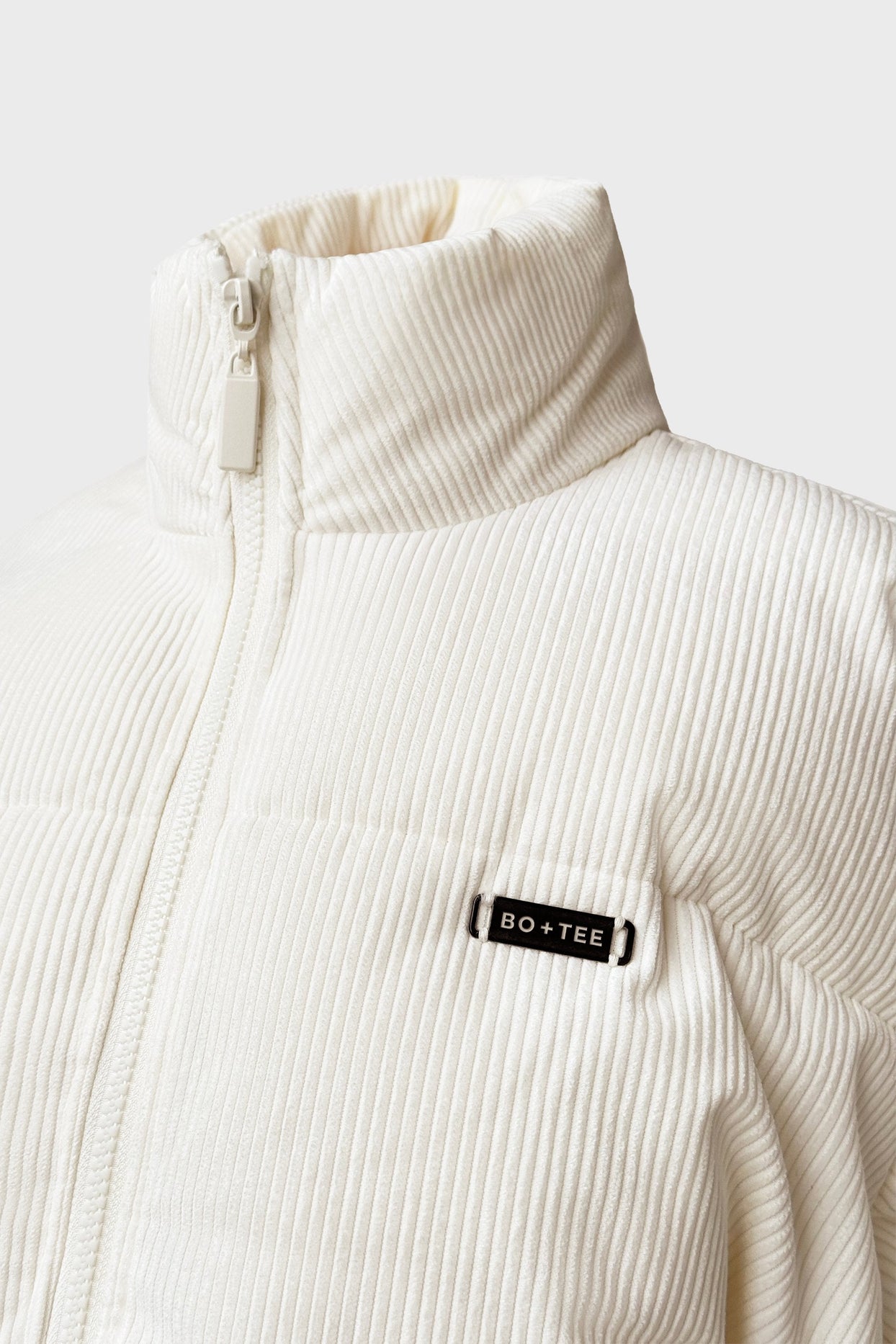 Corduroy Quilted Puffer Jacket in Ivory