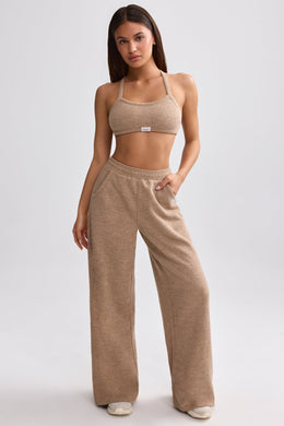 Tall Terry Towelling Wide-Leg Joggers in Mocha Brown