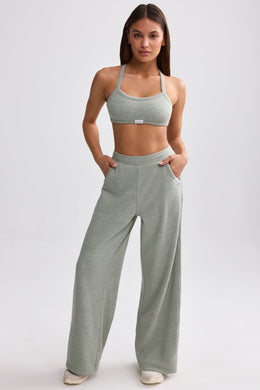 Tall Terry Towelling Wide-Leg Joggers in Sage Grey