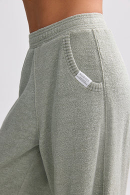 Tall Terry Towelling Wide-Leg Joggers in Sage Grey