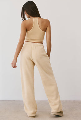 Fleece Wide Leg Joggers in Cashmere