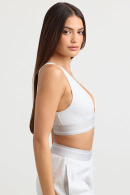 Plunge-Neck Crop Top in Grey Marl