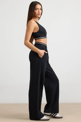 Petite High-Waist Straight-Leg Joggers in Black