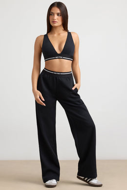 High-Waist Straight-Leg Joggers in Black