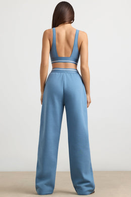 Petite High-Waist Straight-Leg Joggers in Steel Blue