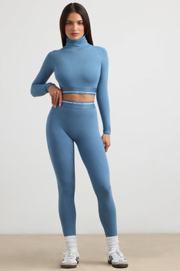 High-Waist Leggings in Steel Blue