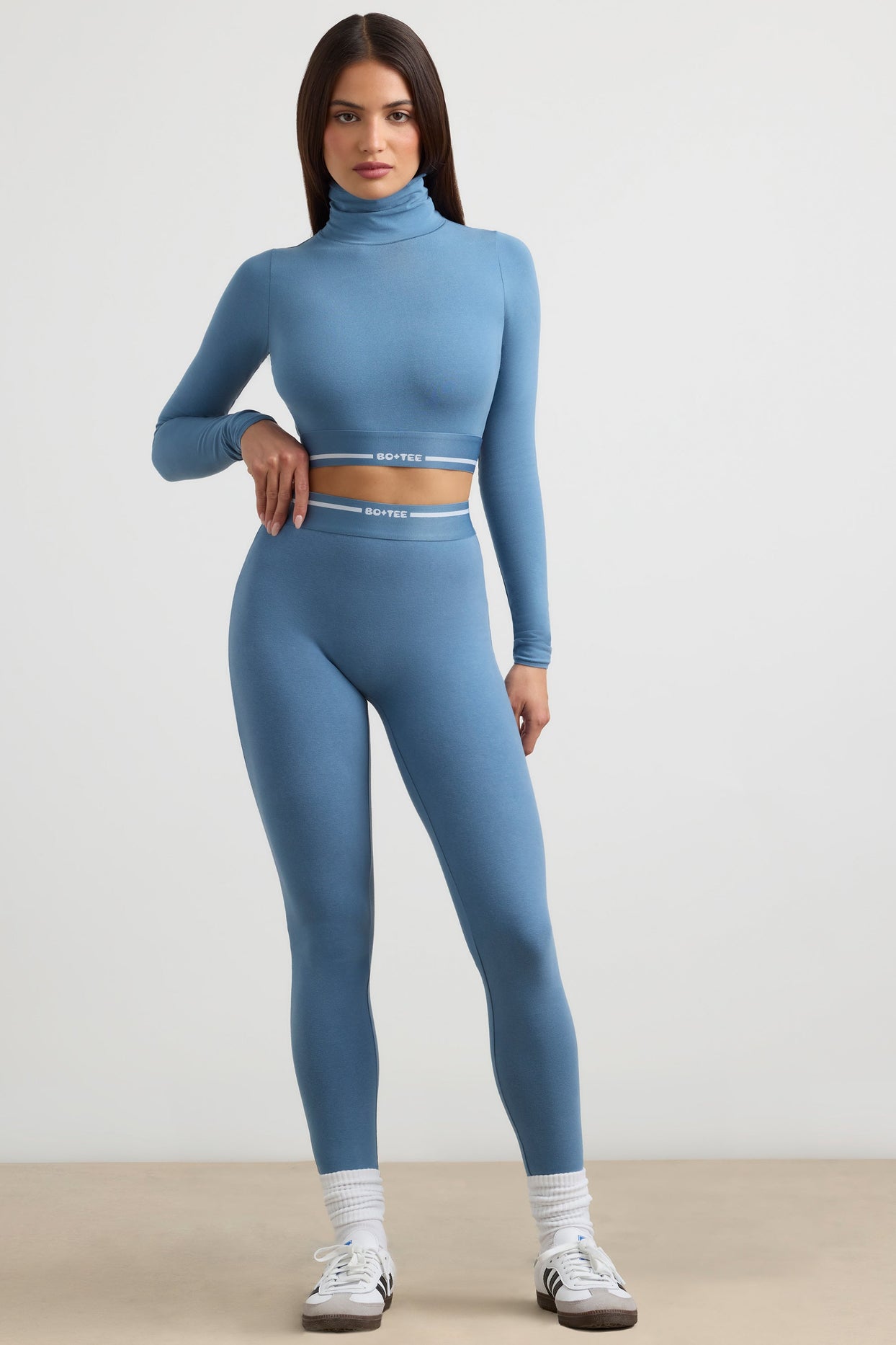 Petite High-Waist Leggings in Steel Blue