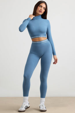 Petite High-Waist Leggings in Steel Blue