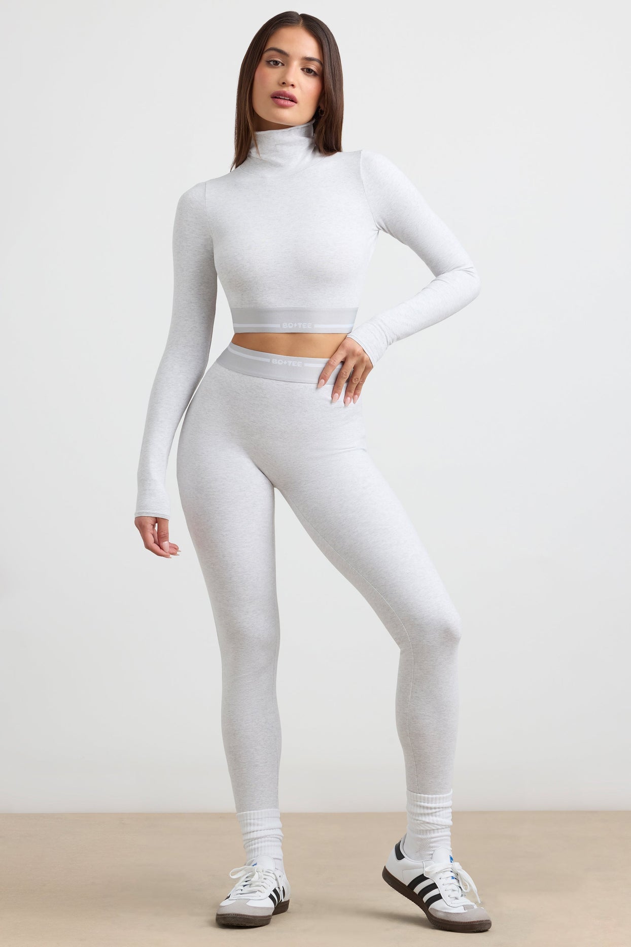 Petite High-Waist Leggings in Grey Marl