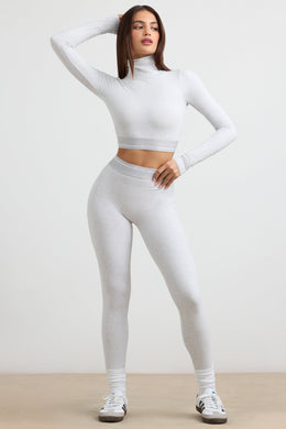 Petite High-Waist Leggings in Grey Marl