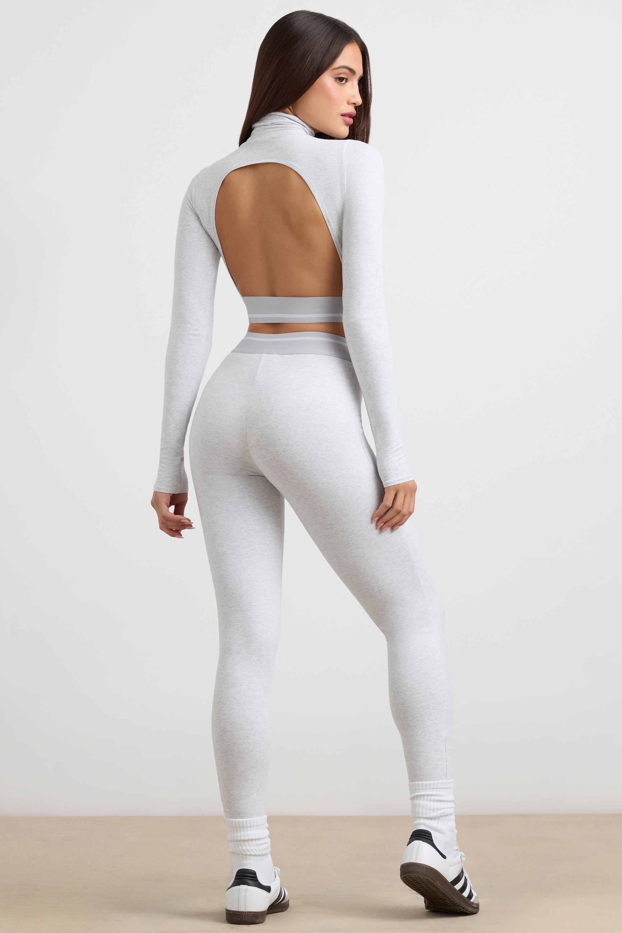 Petite High-Waist Leggings in Grey Marl