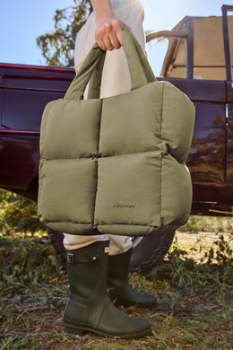 Quilted Puffer Bag in Soft Olive