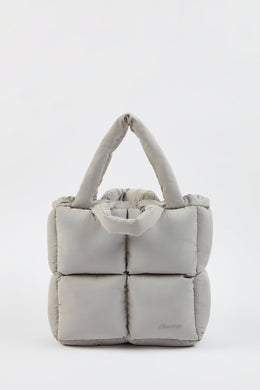 Quilted Puffer Bag in Light Grey