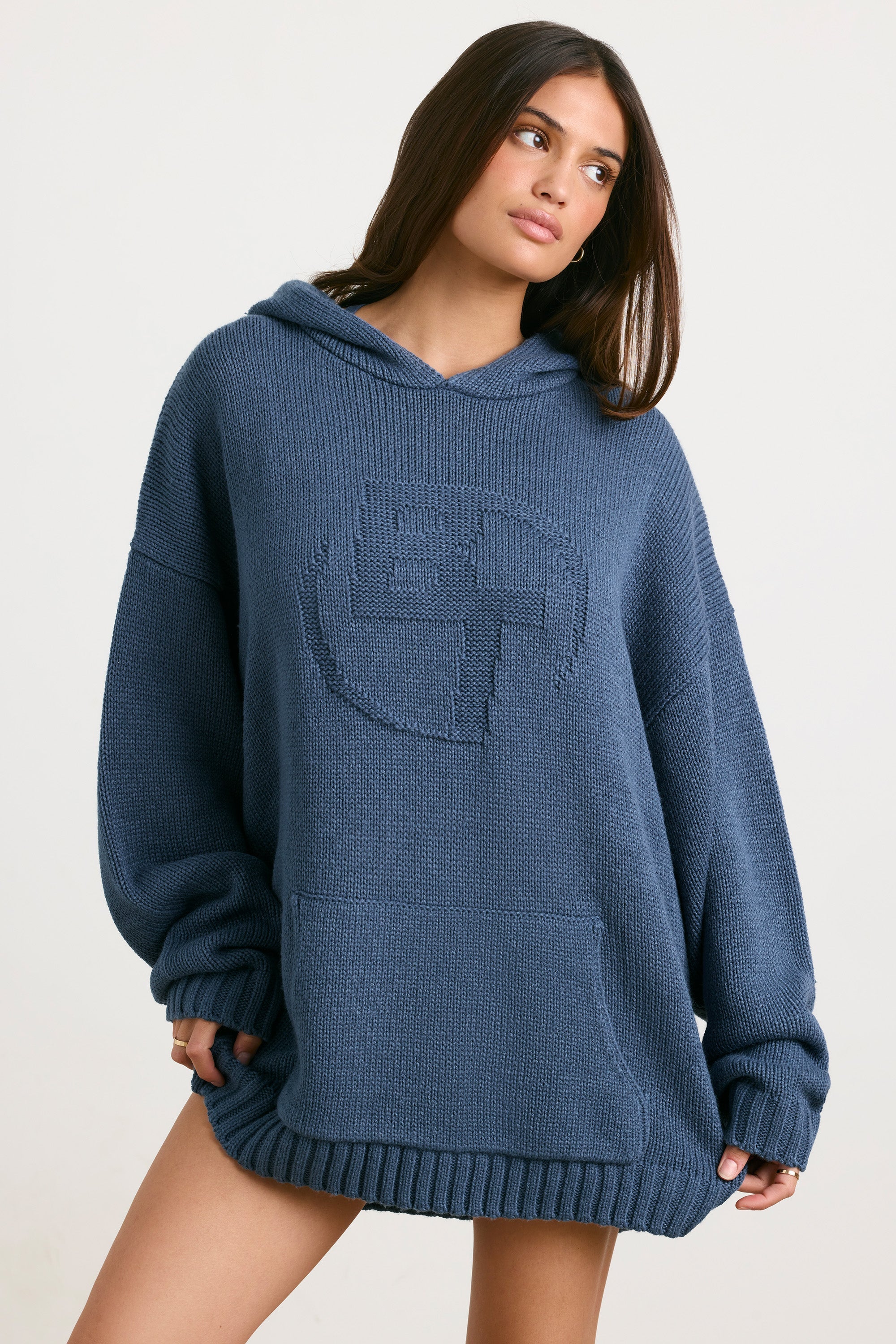 Chunky discount knit hoodie