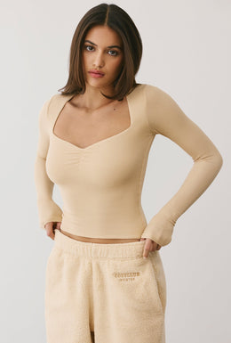 Modal Rib Long Sleeve Crop Top in Cashmere