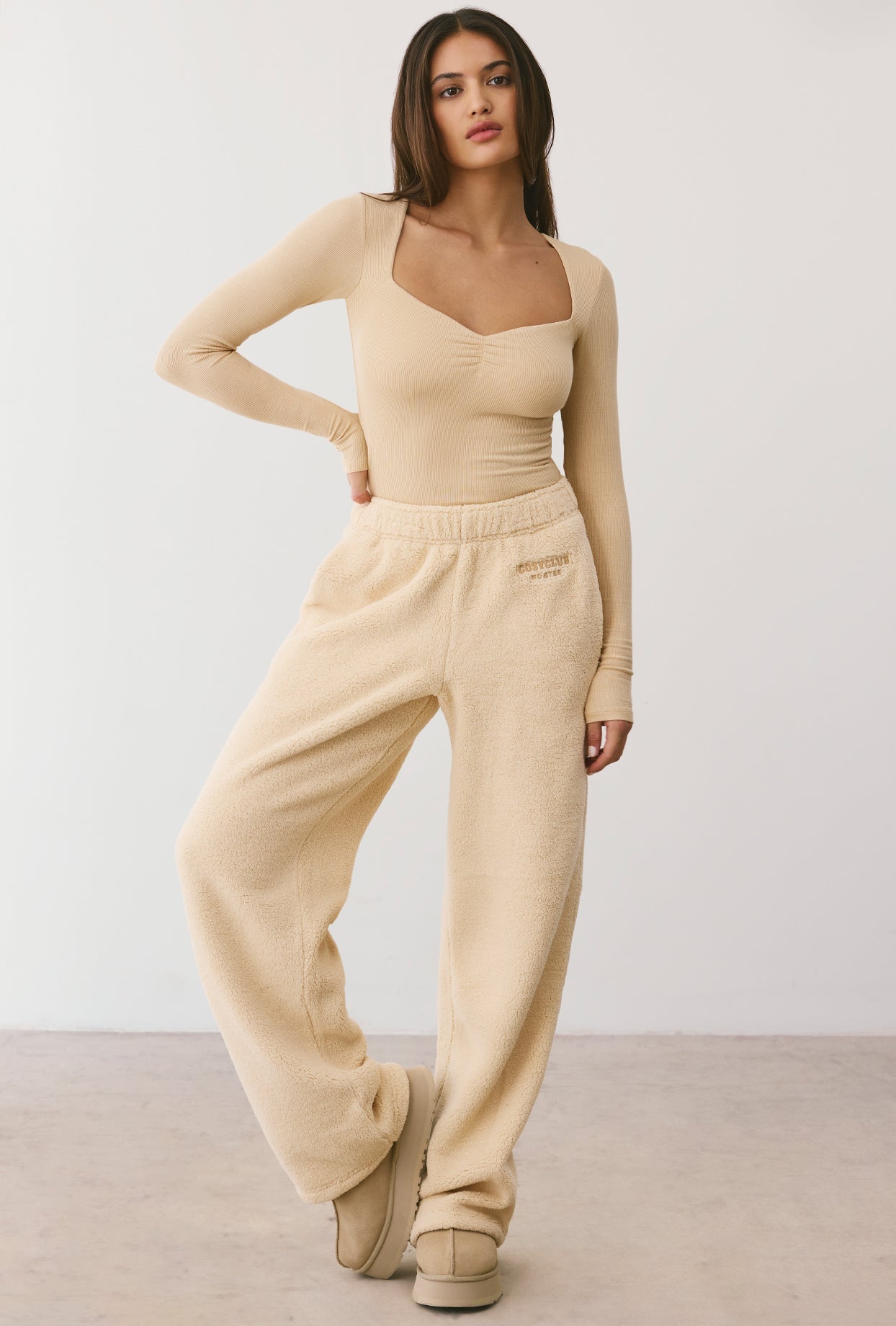 Modal Rib Long Sleeve Crop Top in Cashmere