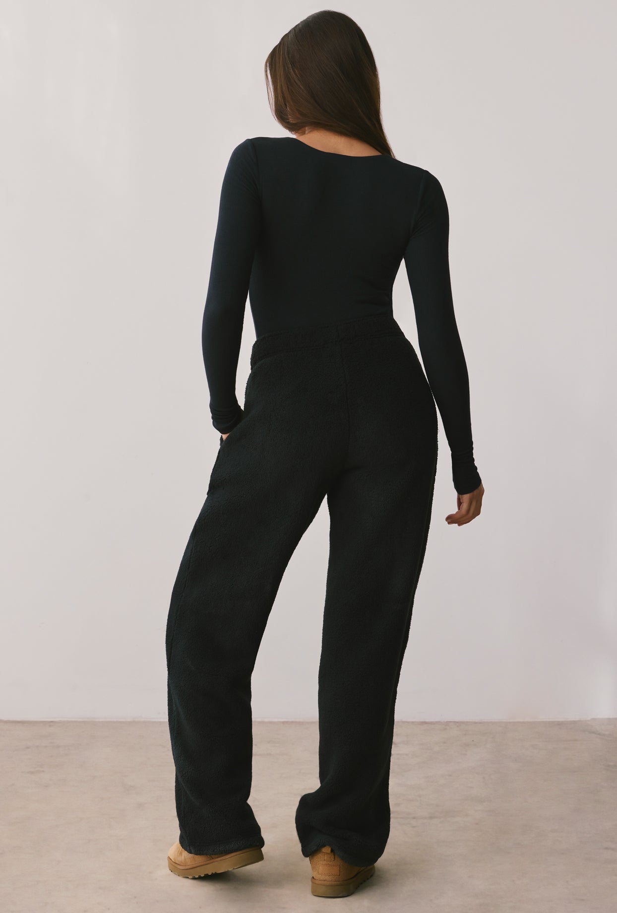 Modal Rib Long Sleeve Crop Top in Onyx