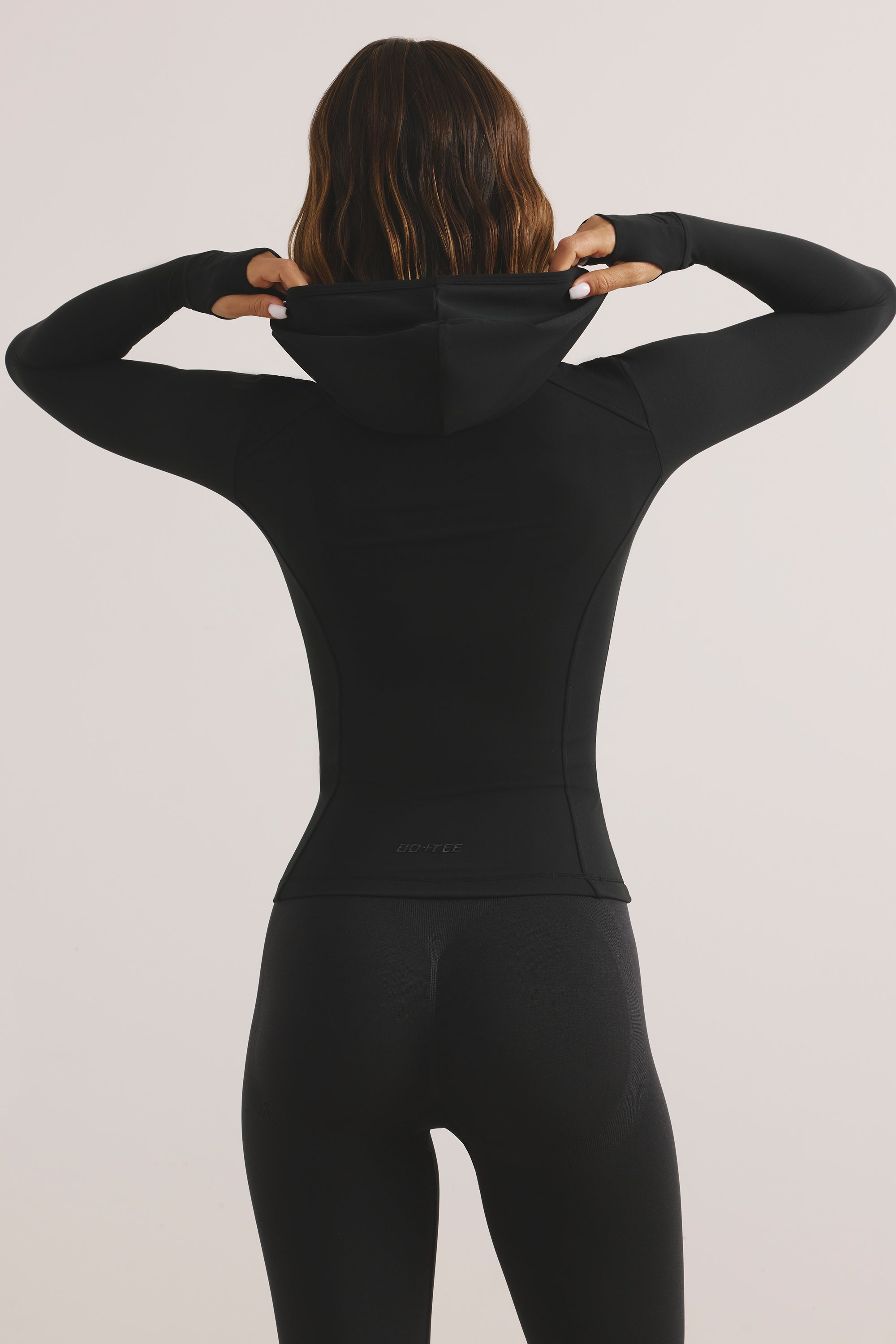 Soft Active Hooded Mid-Layer Jacket in Black
