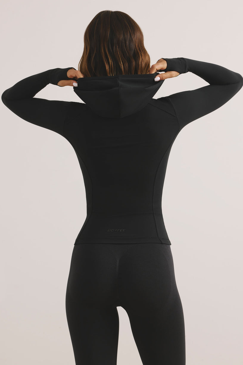 Soft Active Hooded Mid-Layer Jacket in Black - 2
