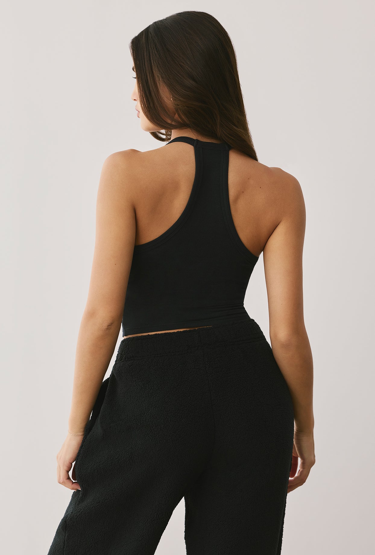 Modal Rib V Neck Tank Top in Onyx