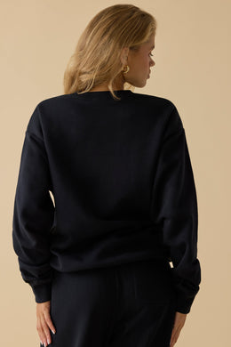 Oversized Crew Neck Sweatshirt in Black