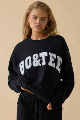 Oversized Crew Neck Sweatshirt in Black