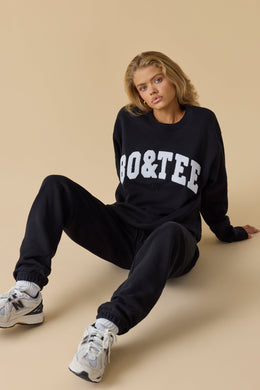 Oversized Crew Neck Sweatshirt in Black