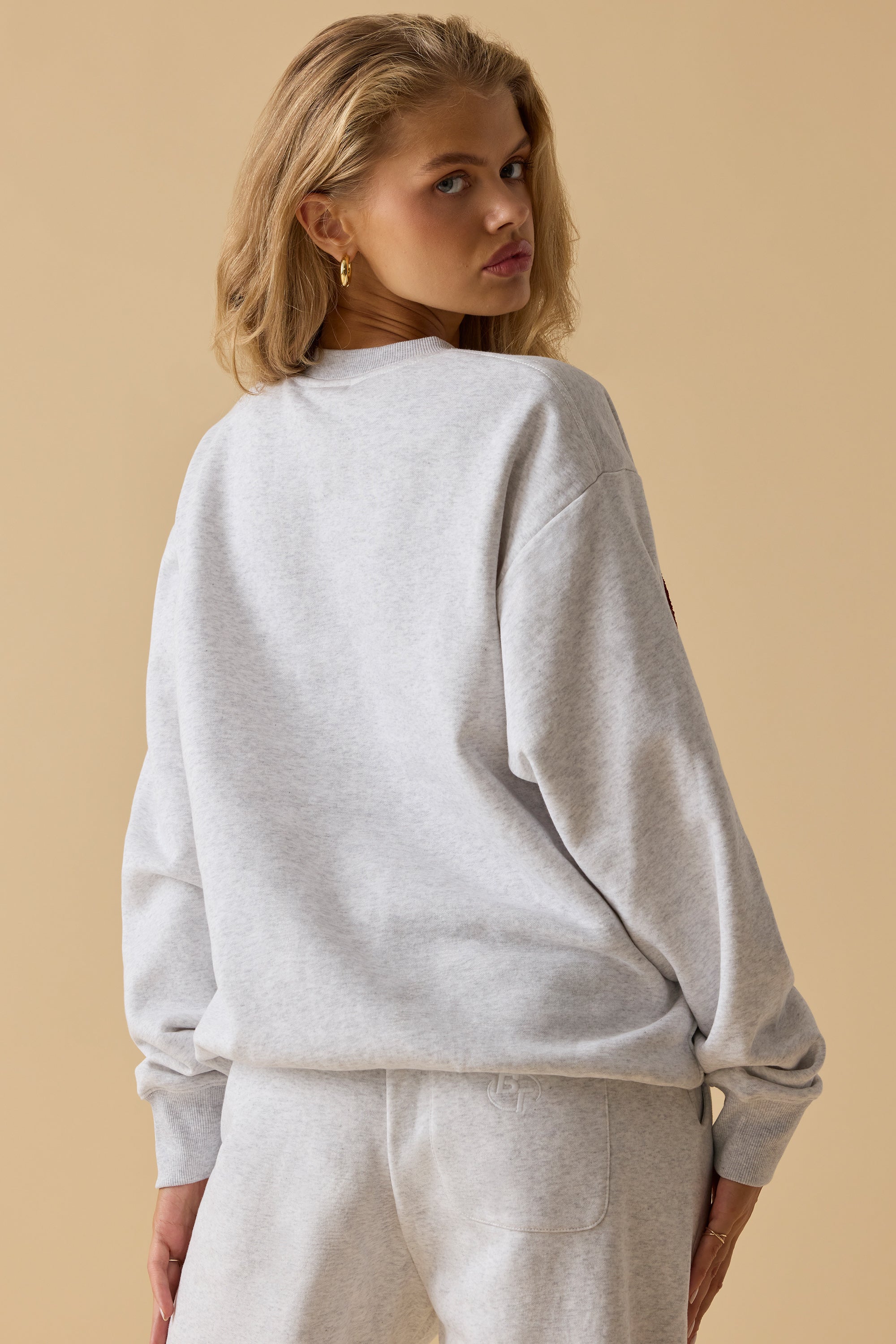 Oversized Crew Neck Sweatshirt in Heather Grey