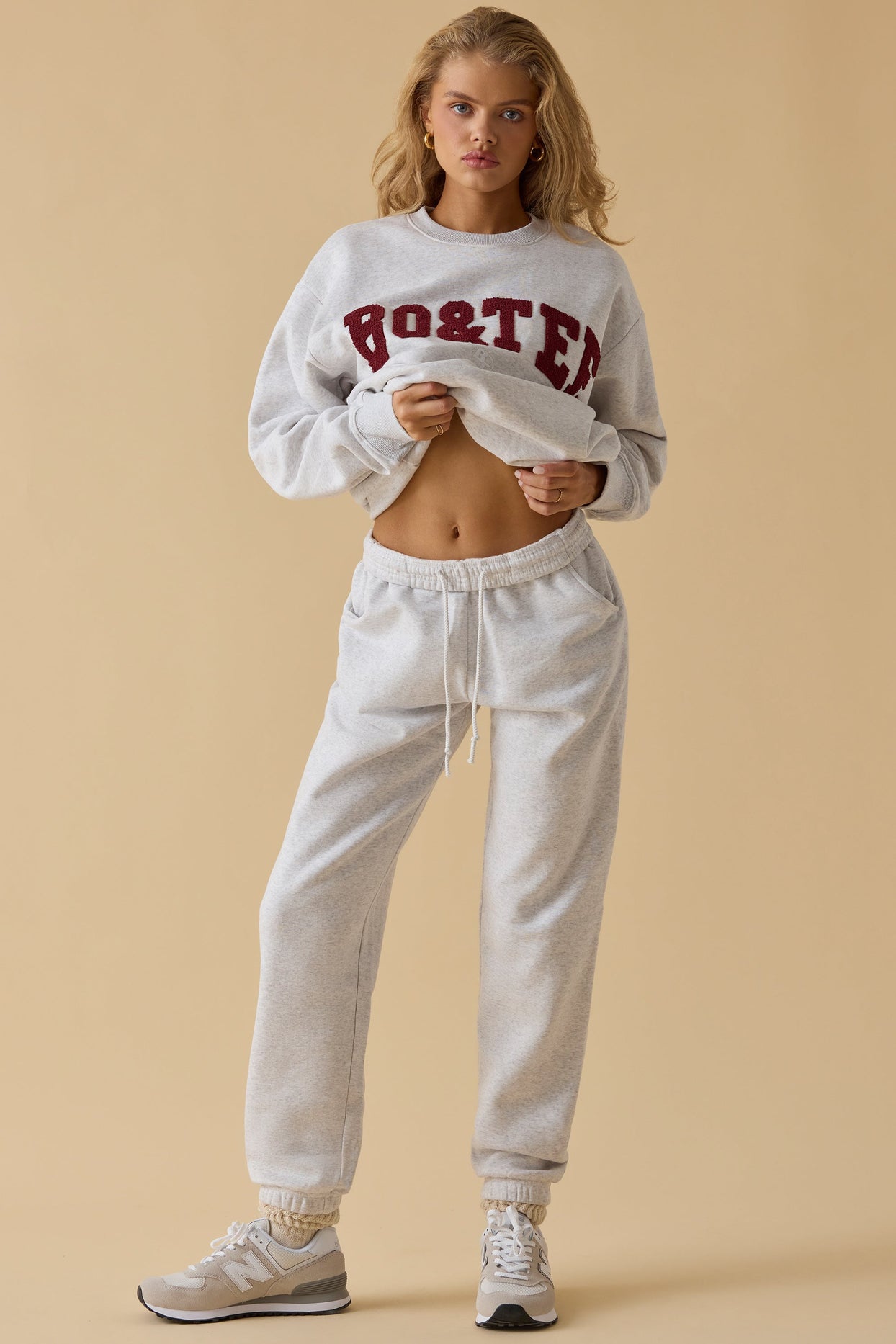 Petite Mid-Rise Joggers in Heather Grey